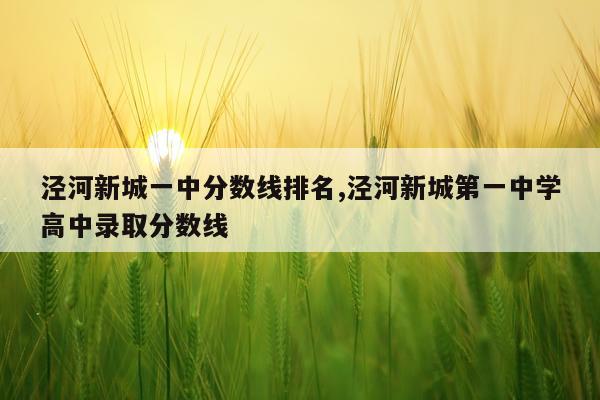 泾河新城一中分数线排名,泾河新城第一中学高中录取分数线