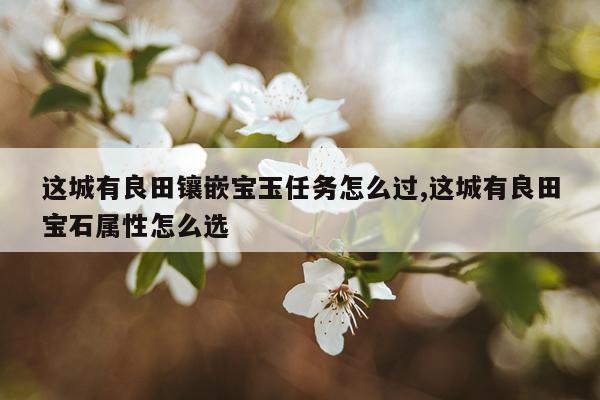 这城有良田镶嵌宝玉任务怎么过,这城有良田宝石属性怎么选