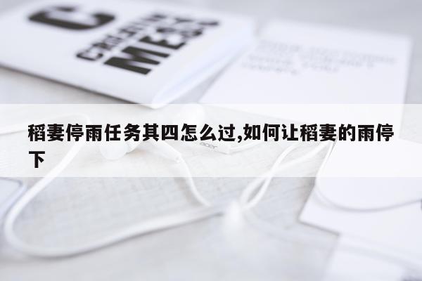 稻妻停雨任务其四怎么过,如何让稻妻的雨停下