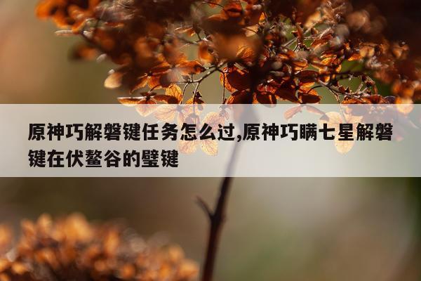 原神巧解磐键任务怎么过,原神巧瞒七星解磐键在伏鳌谷的璧键