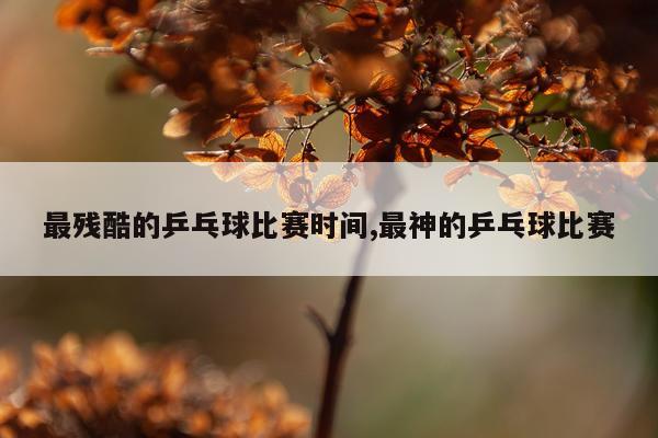 最残酷的乒乓球比赛时间,最神的乒乓球比赛