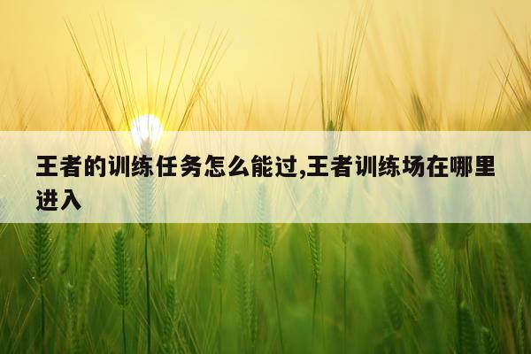 王者的训练任务怎么能过,王者训练场在哪里进入