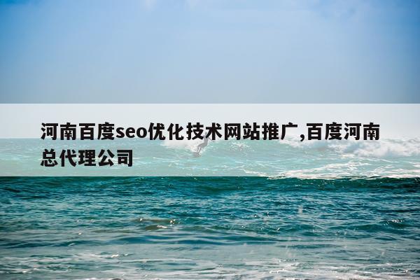 河南百度seo优化技术网站推广,百度河南总代理公司