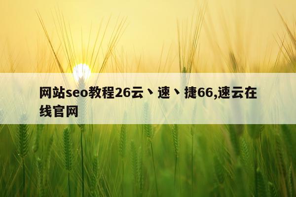 网站seo教程26云丶速丶捷66,速云在线官网