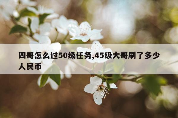 四哥怎么过50级任务,45级大哥刷了多少人民币