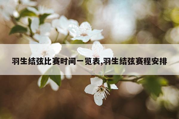 羽生结弦比赛时间一览表,羽生结弦赛程安排