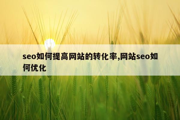 seo如何提高网站的转化率,网站seo如何优化