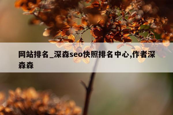 网站排名_深森seo快照排名中心,作者深森森