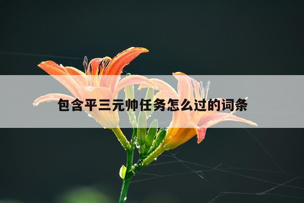 包含平三元帅任务怎么过的词条