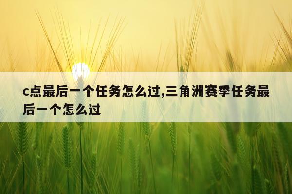 c点最后一个任务怎么过,三角洲赛季任务最后一个怎么过