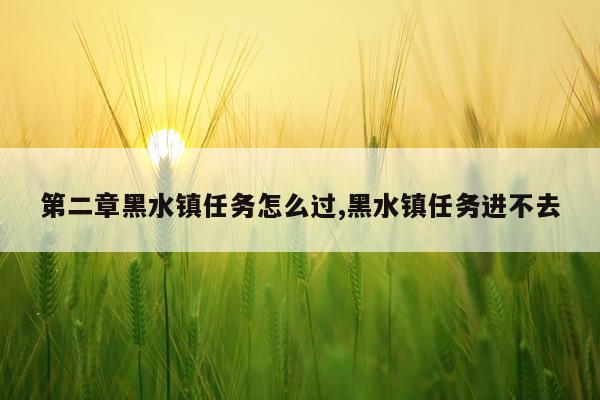 第二章黑水镇任务怎么过,黑水镇任务进不去