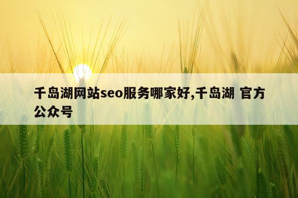 千岛湖网站seo服务哪家好,千岛湖 官方公众号
