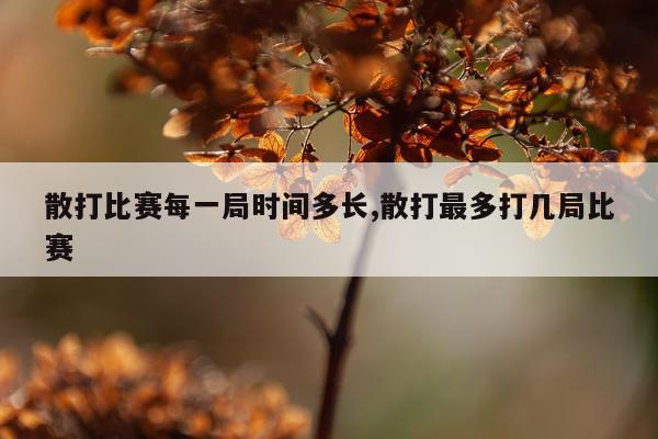 散打比赛每一局时间多长,散打最多打几局比赛