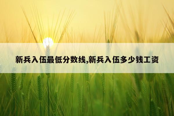 新兵入伍最低分数线,新兵入伍多少钱工资