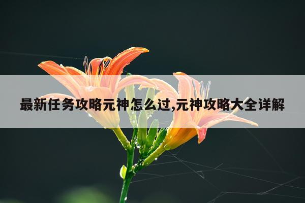 最新任务攻略元神怎么过,元神攻略大全详解