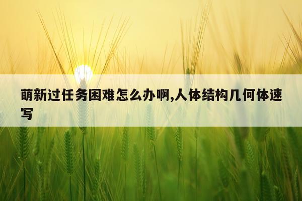 萌新过任务困难怎么办啊,人体结构几何体速写