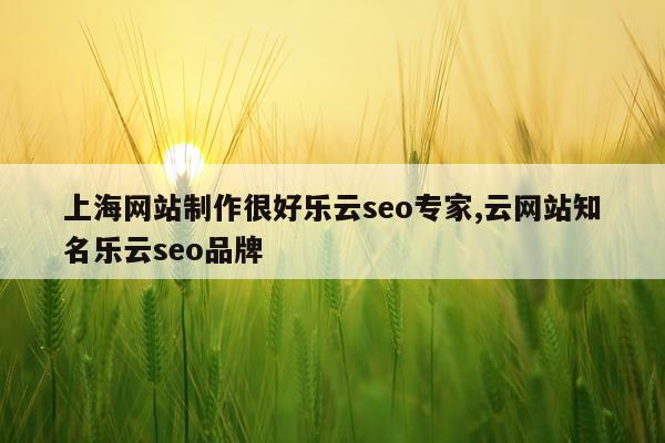 上海网站制作很好乐云seo专家,云网站知名乐云seo品牌