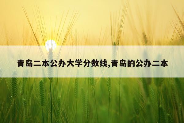 青岛二本公办大学分数线,青岛的公办二本