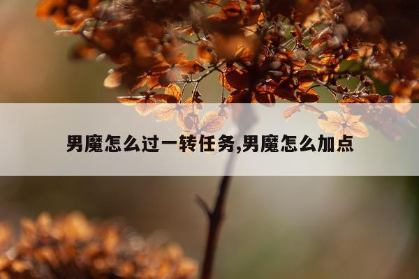 男魔怎么过一转任务,男魔怎么加点