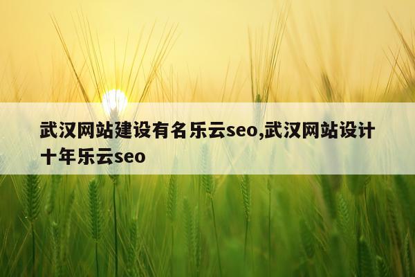 武汉网站建设有名乐云seo,武汉网站设计十年乐云seo