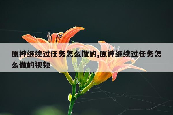 原神继续过任务怎么做的,原神继续过任务怎么做的视频