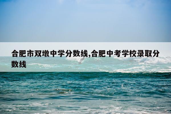 合肥市双墩中学分数线,合肥中考学校录取分数线