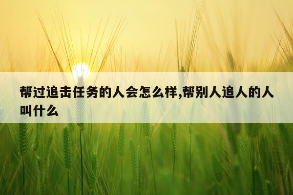 帮过追击任务的人会怎么样,帮别人追人的人叫什么