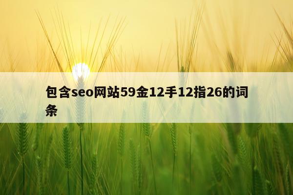 包含seo网站59金12手12指26的词条