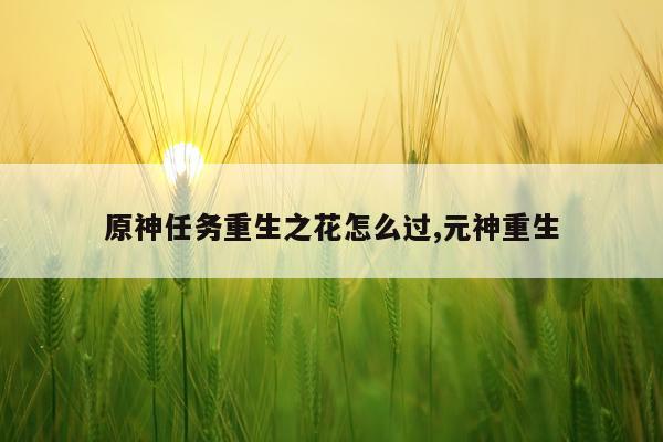 原神任务重生之花怎么过,元神重生