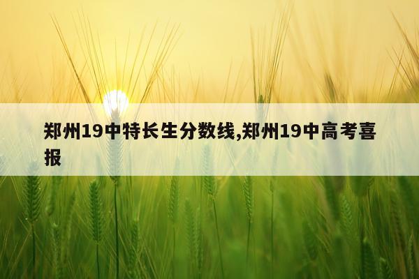 郑州19中特长生分数线,郑州19中高考喜报