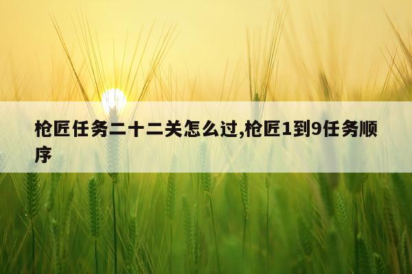 枪匠任务二十二关怎么过,枪匠1到9任务顺序