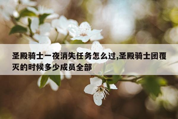 圣殿骑士一夜消失任务怎么过,圣殿骑士团覆灭的时候多少成员全部
