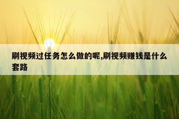 刷视频过任务怎么做的呢,刷视频赚钱是什么套路