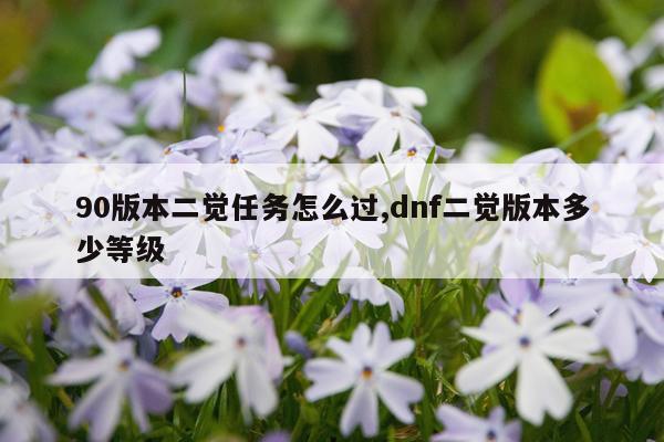 90版本二觉任务怎么过,dnf二觉版本多少等级