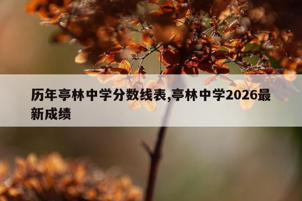 历年亭林中学分数线表,亭林中学2026最新成绩