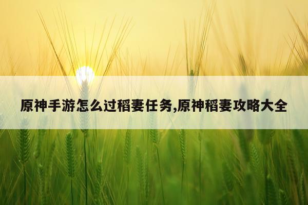 原神手游怎么过稻妻任务,原神稻妻攻略大全