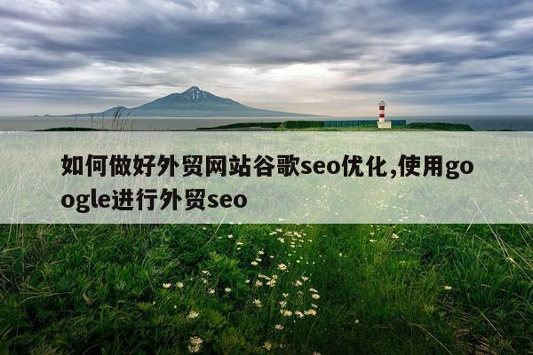 如何做好外贸网站谷歌seo优化,使用google进行外贸seo