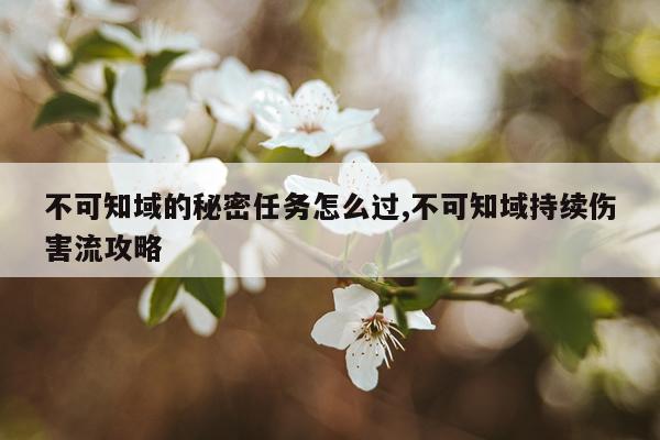 不可知域的秘密任务怎么过,不可知域持续伤害流攻略