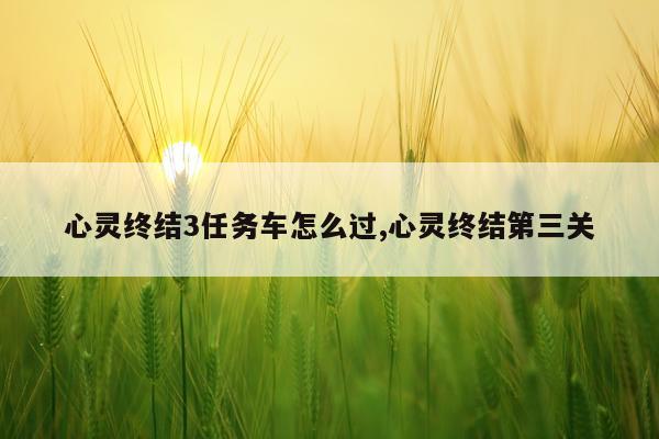 心灵终结3任务车怎么过,心灵终结第三关