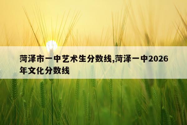 菏泽市一中艺术生分数线,菏泽一中2026年文化分数线