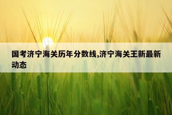 国考济宁海关历年分数线,济宁海关王新最新动态