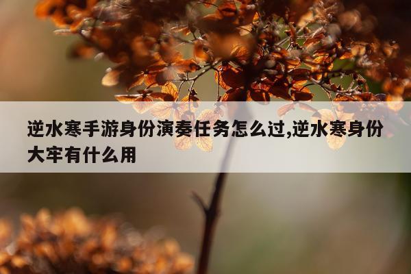 逆水寒手游身份演奏任务怎么过,逆水寒身份大牢有什么用