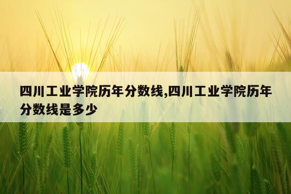 四川工业学院历年分数线,四川工业学院历年分数线是多少