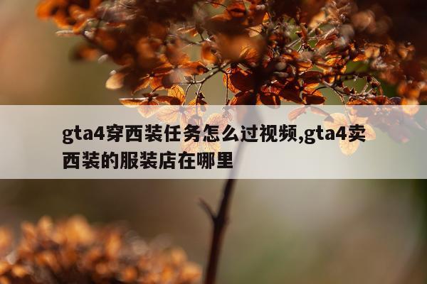 gta4穿西装任务怎么过视频,gta4卖西装的服装店在哪里