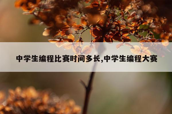 中学生编程比赛时间多长,中学生编程大赛