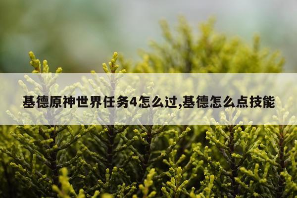 基德原神世界任务4怎么过,基德怎么点技能
