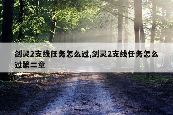 剑灵2支线任务怎么过,剑灵2支线任务怎么过第二章