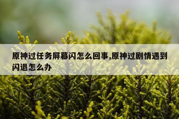 原神过任务屏幕闪怎么回事,原神过剧情遇到闪退怎么办