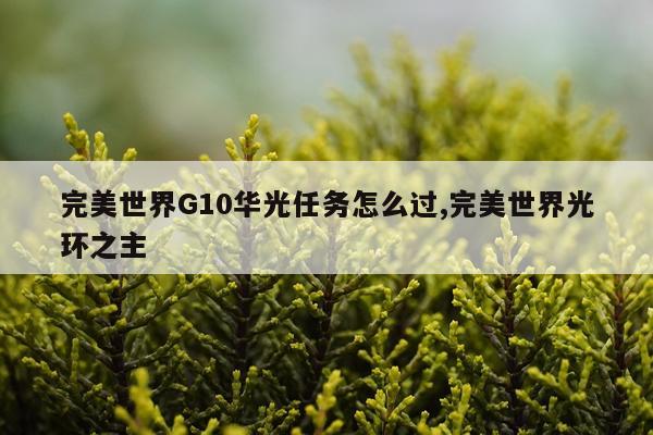 完美世界G10华光任务怎么过,完美世界光环之主
