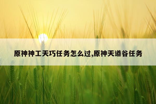 原神神工天巧任务怎么过,原神天遒谷任务